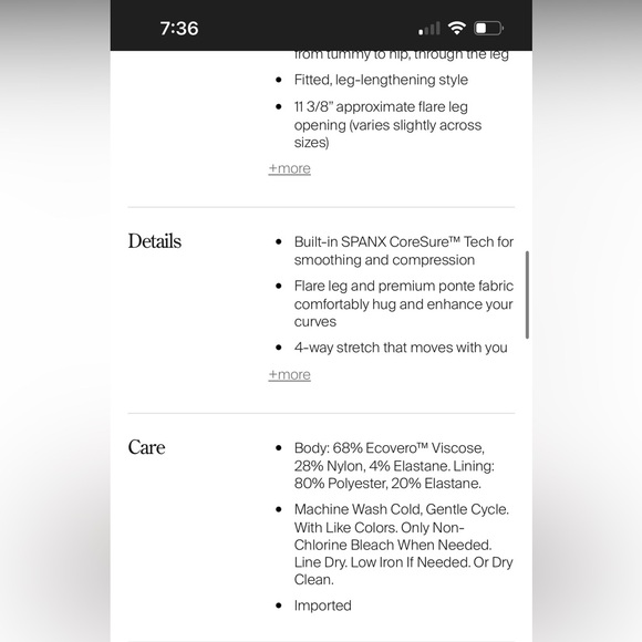 NWT Spanx PBP High Rise Flair Ponte Pant Wide Leg - Picture 7 of 7